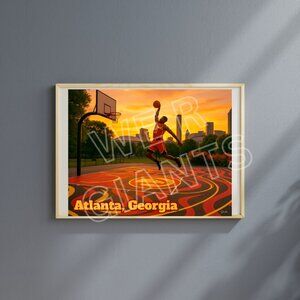 Atlanta Georgia City Edition Basketball 20"x16" Art Print